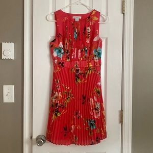 Liz Claiborne Petite Pink Floral Pleated Dress Size 4